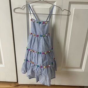 Tommy Bahama Blue Striped Dress with Colorful Pom Accents